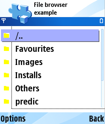 The directory browse view for the S60 fi...
